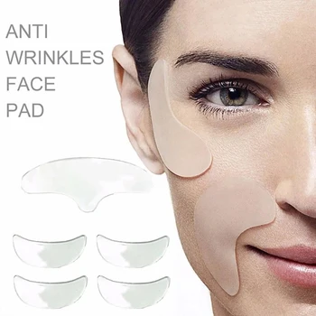 Силиконовые прокладки против морщин Многоразовый прозрачный пластырь для глаз Подбородка Лба шеи Моющиеся пластыри для ухода за кожей против морщин