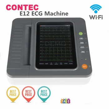 CONTEC Цифровой 12-канальный/Ведущий ЭКГ + программное Обеспечение Для синхронизации с ПК WiFi Цветной HD-дисплей с Сенсорным экраном E12 Электрокардиограф ЭКГ