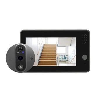 Tuya Smart 1080P Wifi Дверной Звонок Глазок Камеры Просмотра Пластик + Металл Tuya Smart Дверной Звонок 4.3 In FHD Видео Дверной Звонок