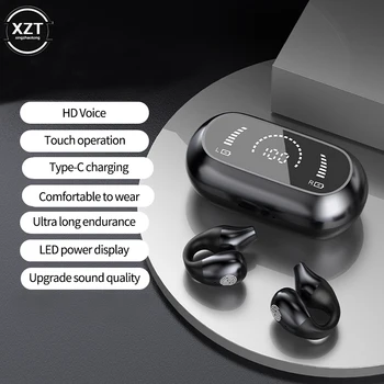 Новые наушники с костной проводимостью Bluetooth 5.2, зажим для ушей, Беспроводные стереонаушники, Спортивные гарнитуры, ушной крючок с микрофоном