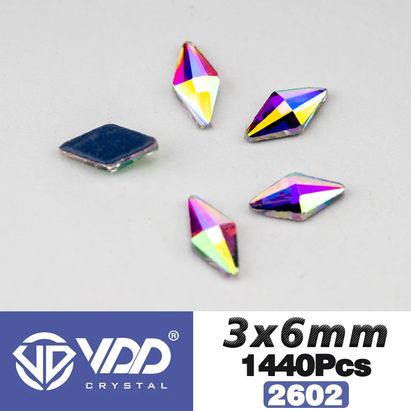VDD Оптовая продажа 1440 шт., бриллиантовое стекло, стразы, кристалл AB, плоская задняя часть, исправление формы страз, 3D камни для дизайна ногтей, украшения своими руками2