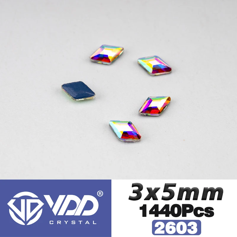 VDD Оптовая продажа 1440 шт., бриллиантовое стекло, стразы, кристалл AB, плоская задняя часть, исправление формы страз, 3D камни для дизайна ногтей, украшения своими руками3