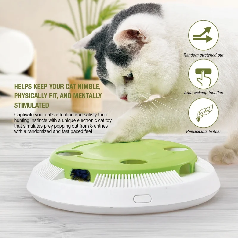 Интерактивные Товары Для домашних животных Электрическая Автоматическая Вращающаяся Электронная Игрушка для кошек с Перьями3
